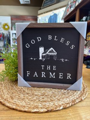 8&quot; x 8&quot; God Bless the Farmer Sign