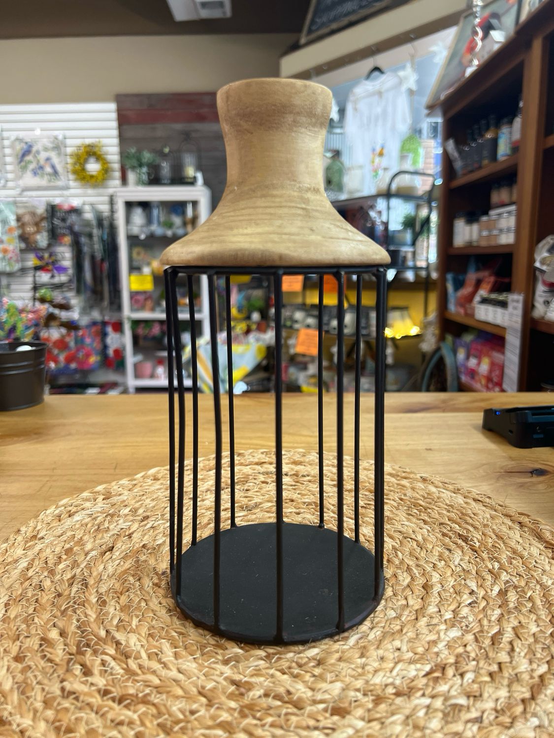 Metal &amp; Wood Vase