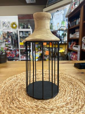 Metal &amp; Wood Vase