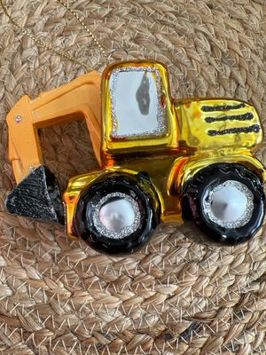 3&quot; Glass Backhoe Loader Ornament