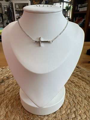 Polished Sideways Cross Necklace