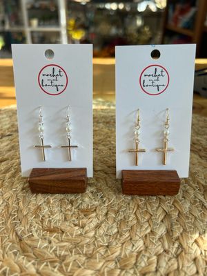 Soft Cross Drop Earrings