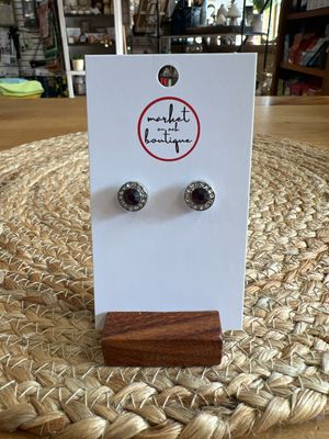 Rhinestone Red Stud Earrings