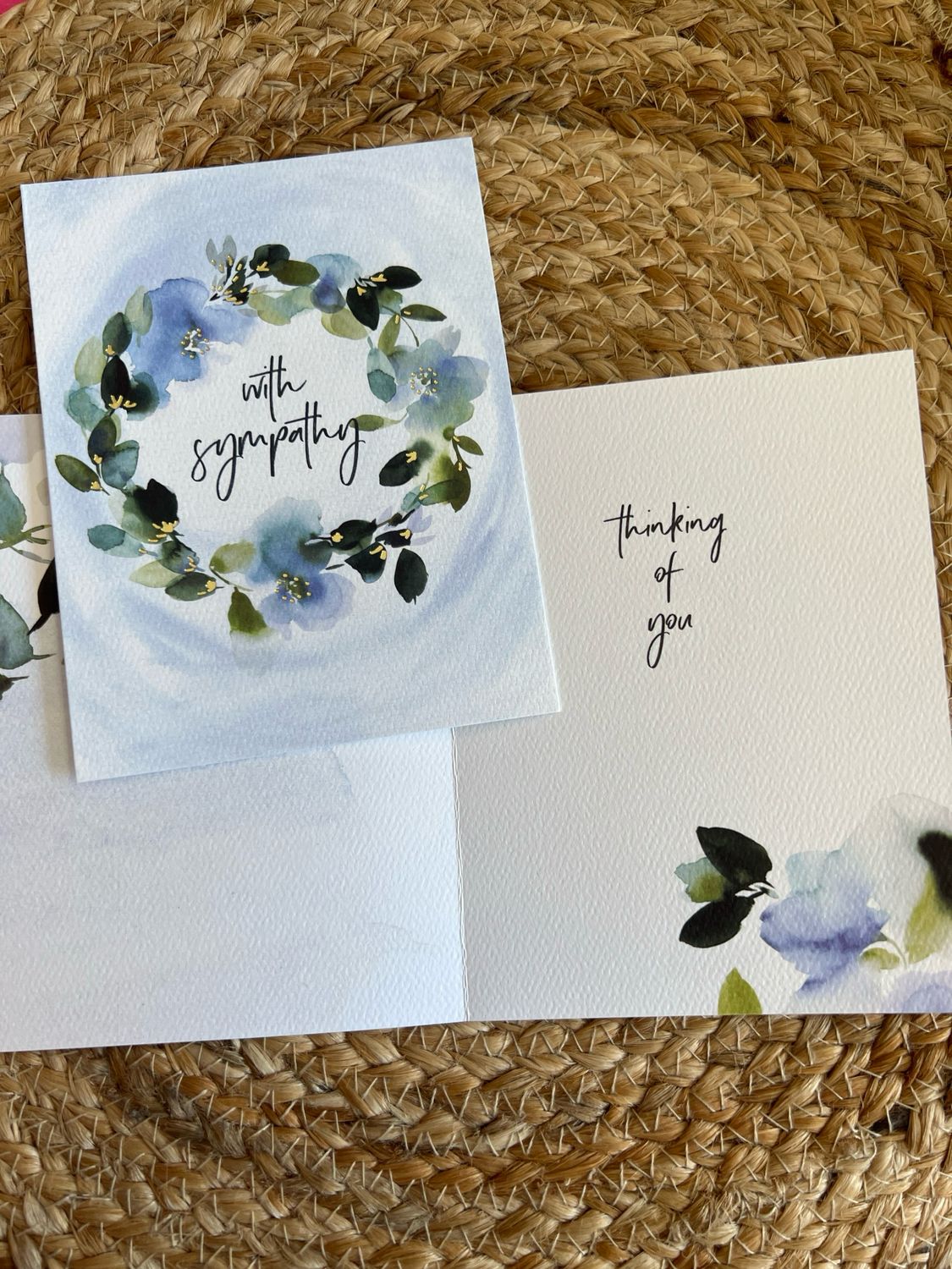 Gold &amp; Blue Wreath Sympathy Card