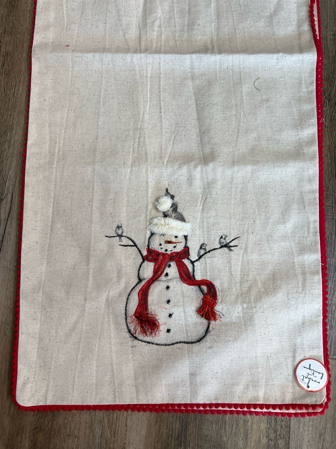 72 x 14&quot; Cotton &amp; Linen Snowman Table Runner