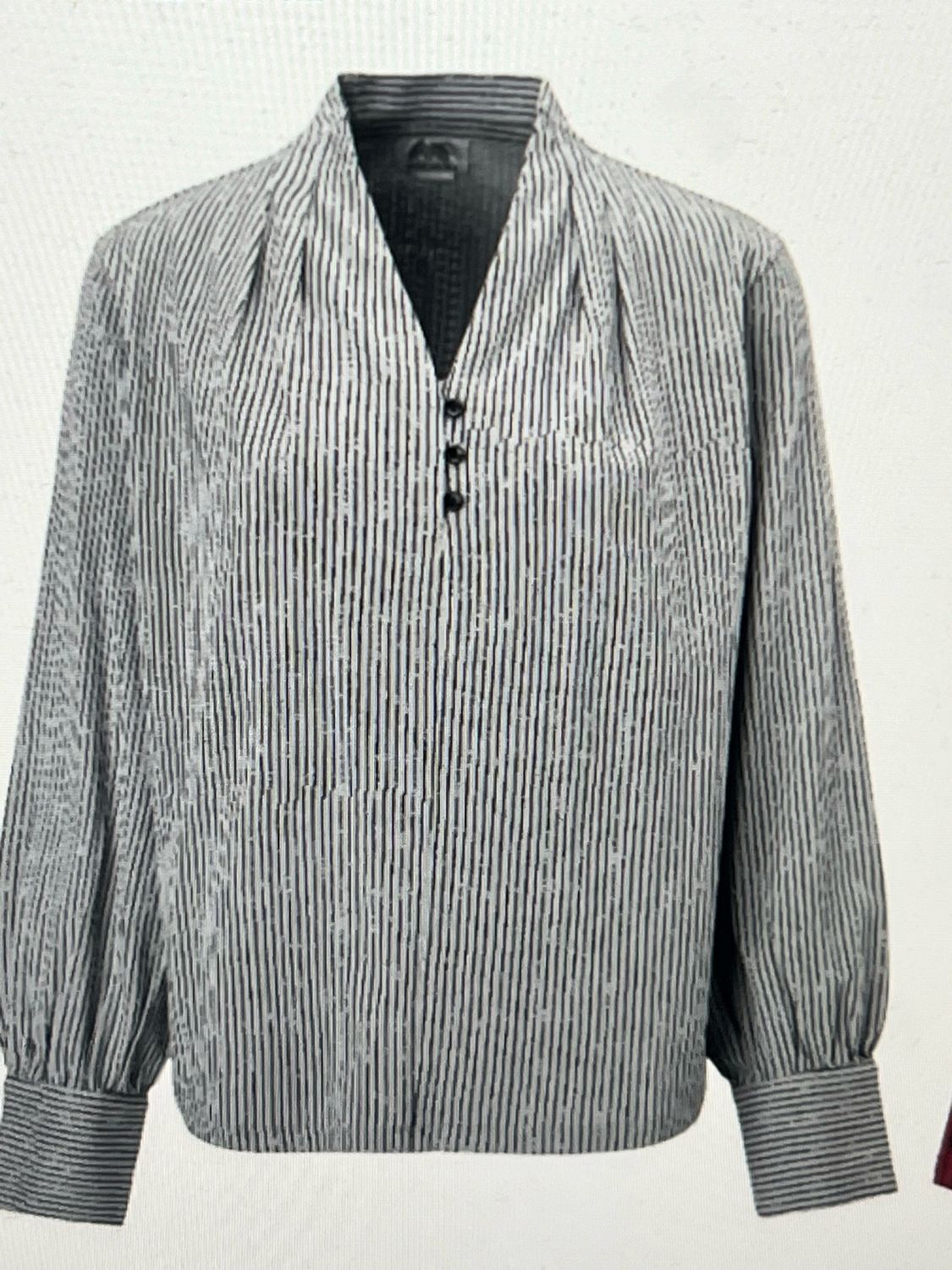 Wild Palms Mini Stripe V Neck Button Top Wild Palms Mini Stripe V Neck Button Top