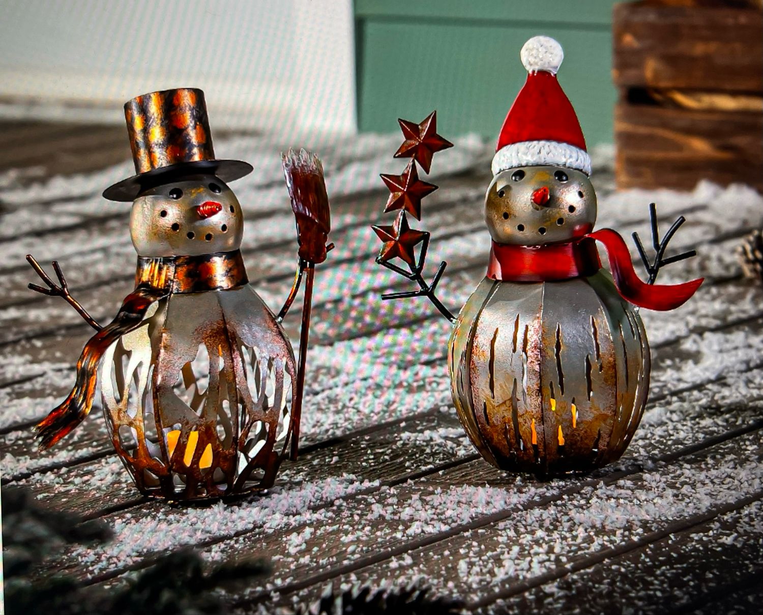 14&quot; Metal Candle Holder Statues