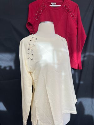 Wild Palms Textured Lace Up Top