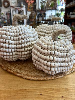Cream Bead & Jute Pumpkins Cream Bead & Jute Pumpkins