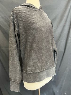 Washed Black Corded Hoody