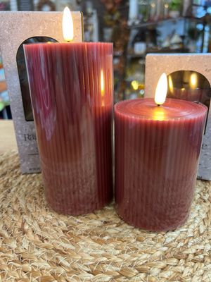 Red Grooved Flameless Candles