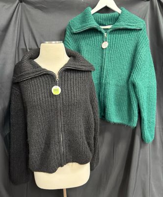 High Neck Full Zip Sweater