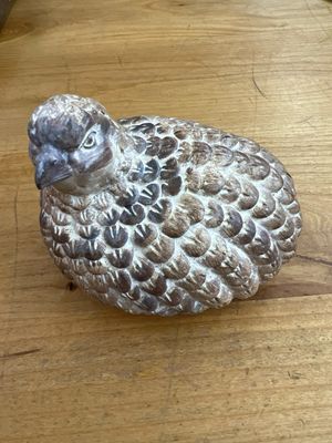 Whitewashed Resin Quail Figurine Whitewashed Resin Quail Figurine