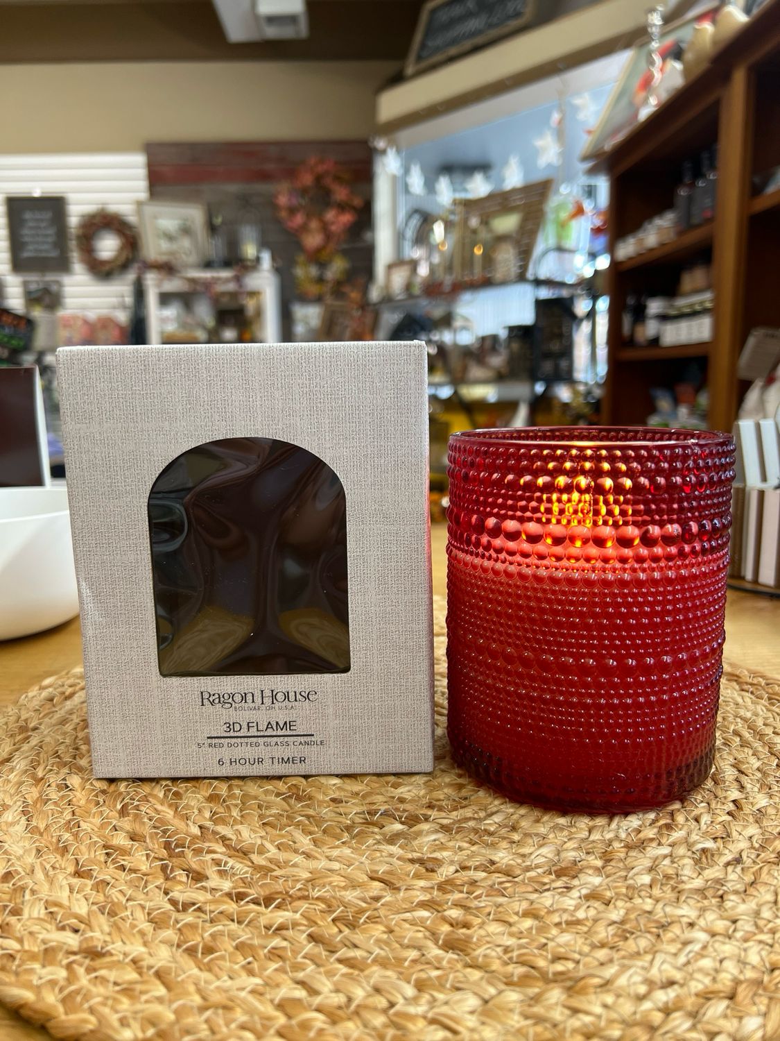 5&quot; Red Dotted Glass Flameless Candle