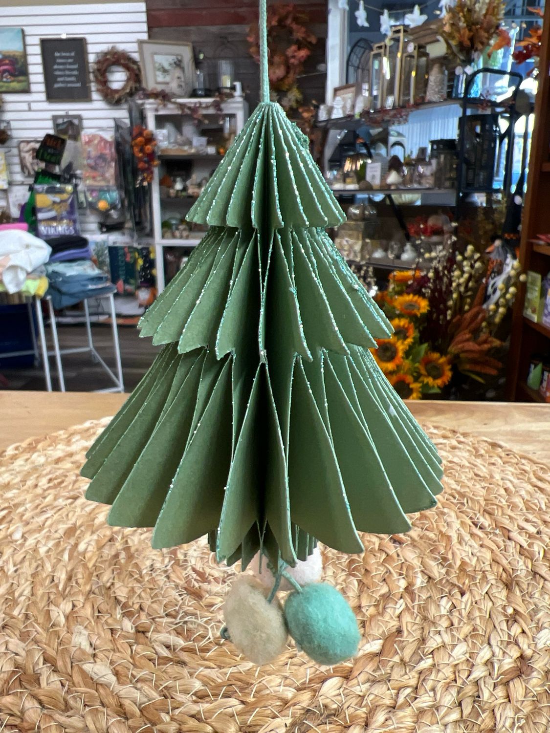 Paper Pom Pom Tree Ornament
