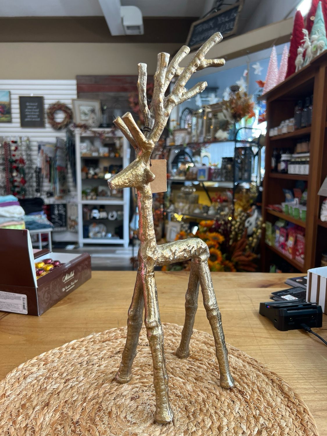 Antique Gold Aluminum Cast Deer