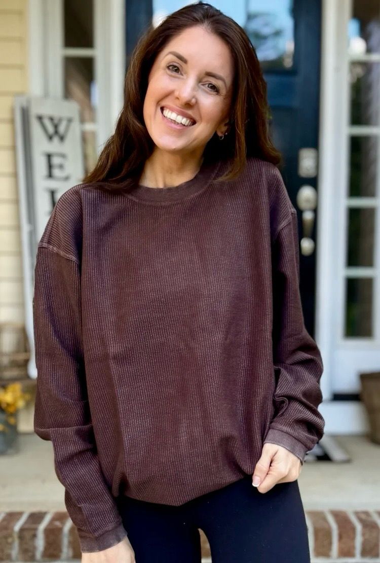 Corded Chocolate Crew Sweatshirt