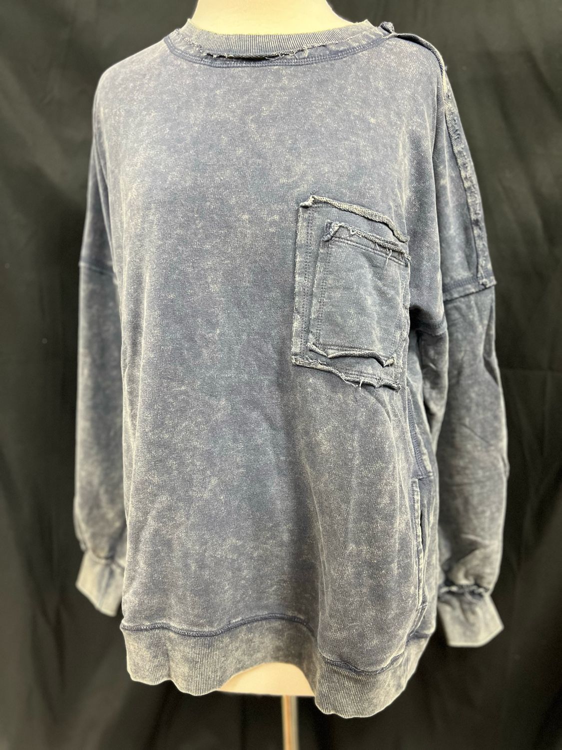 Zenana Iron Washed Top-Blue
