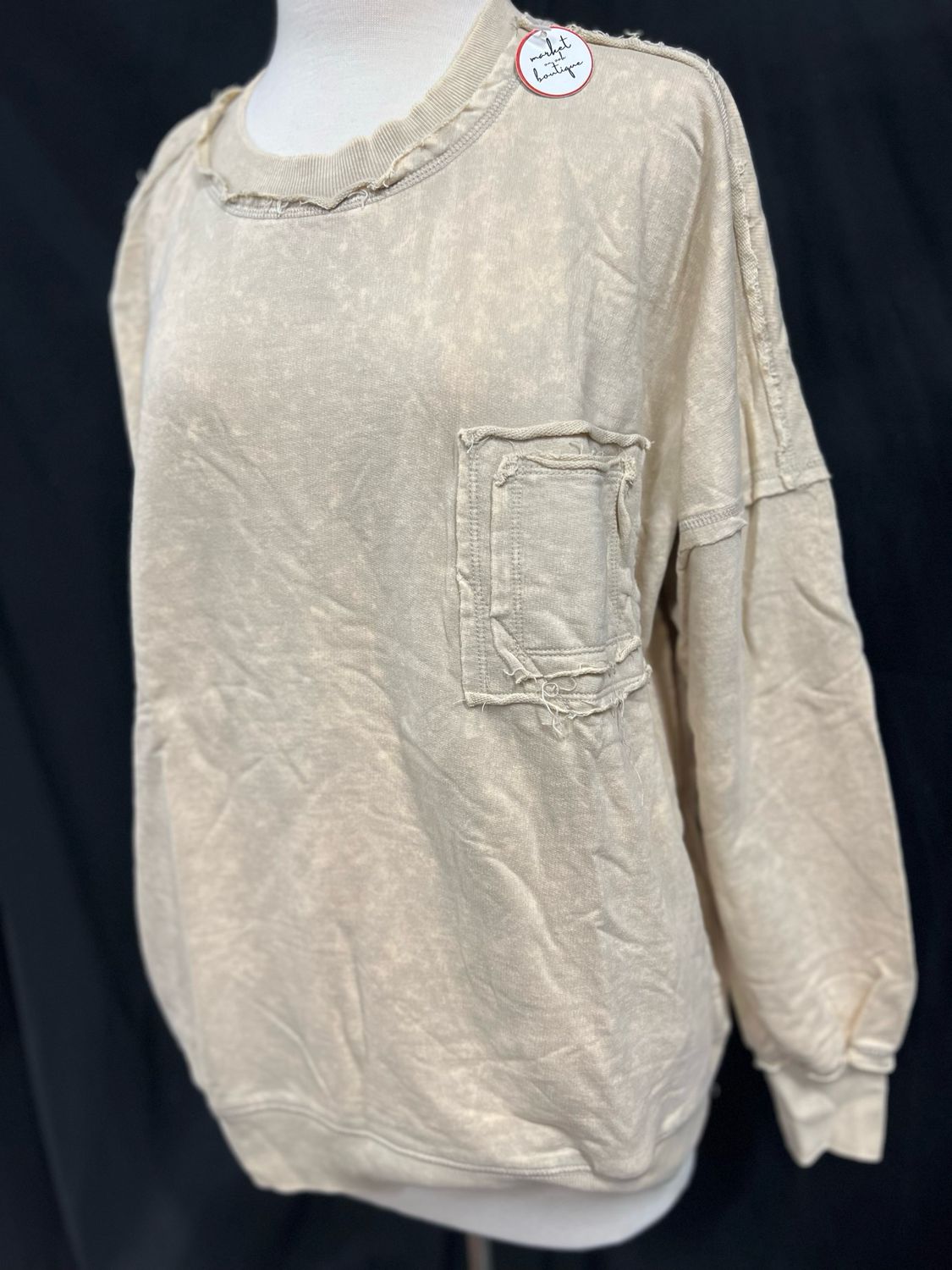 Zenana Iron Washed Top-Ivory