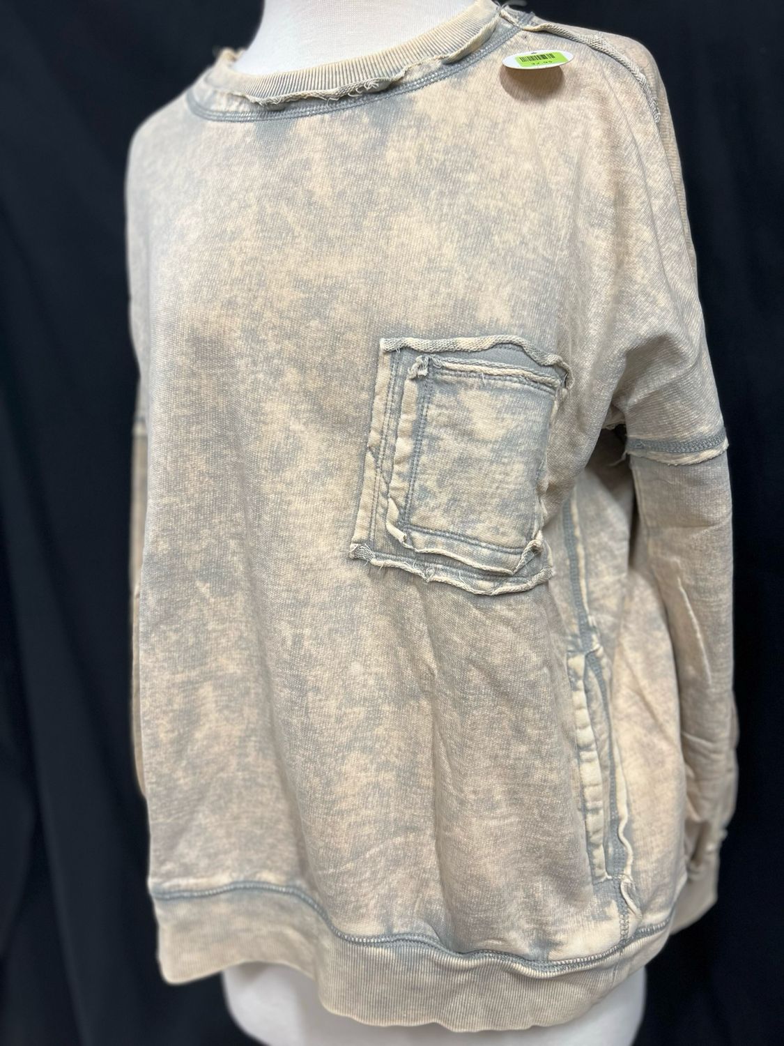 Zenana Iron Washed Top-Lt grey