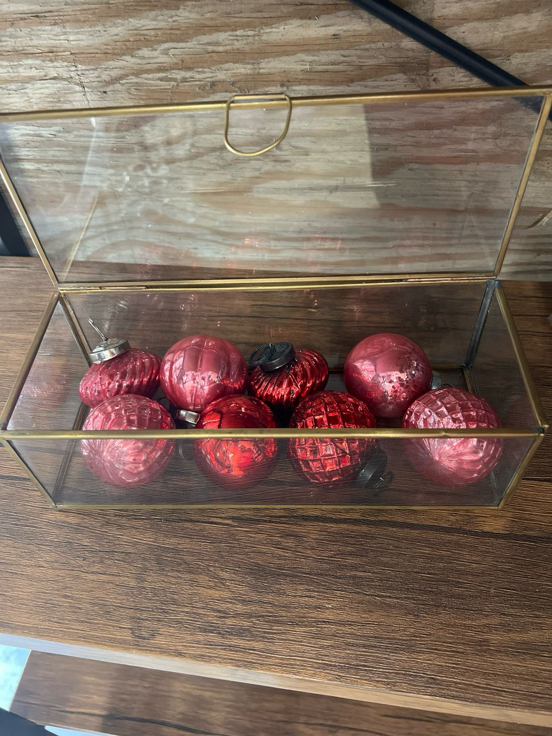 Mercury Glass Ornaments in Glass Display Box