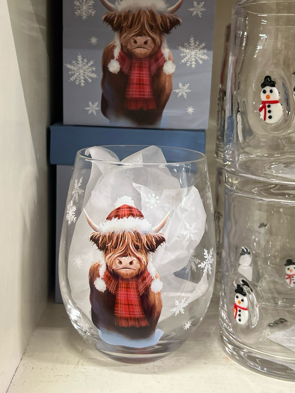 Stemless Highland Cow Wine Glass