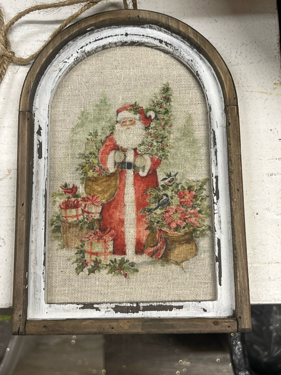 7-1/2&quot; Watercolor Santa Framed Ornament