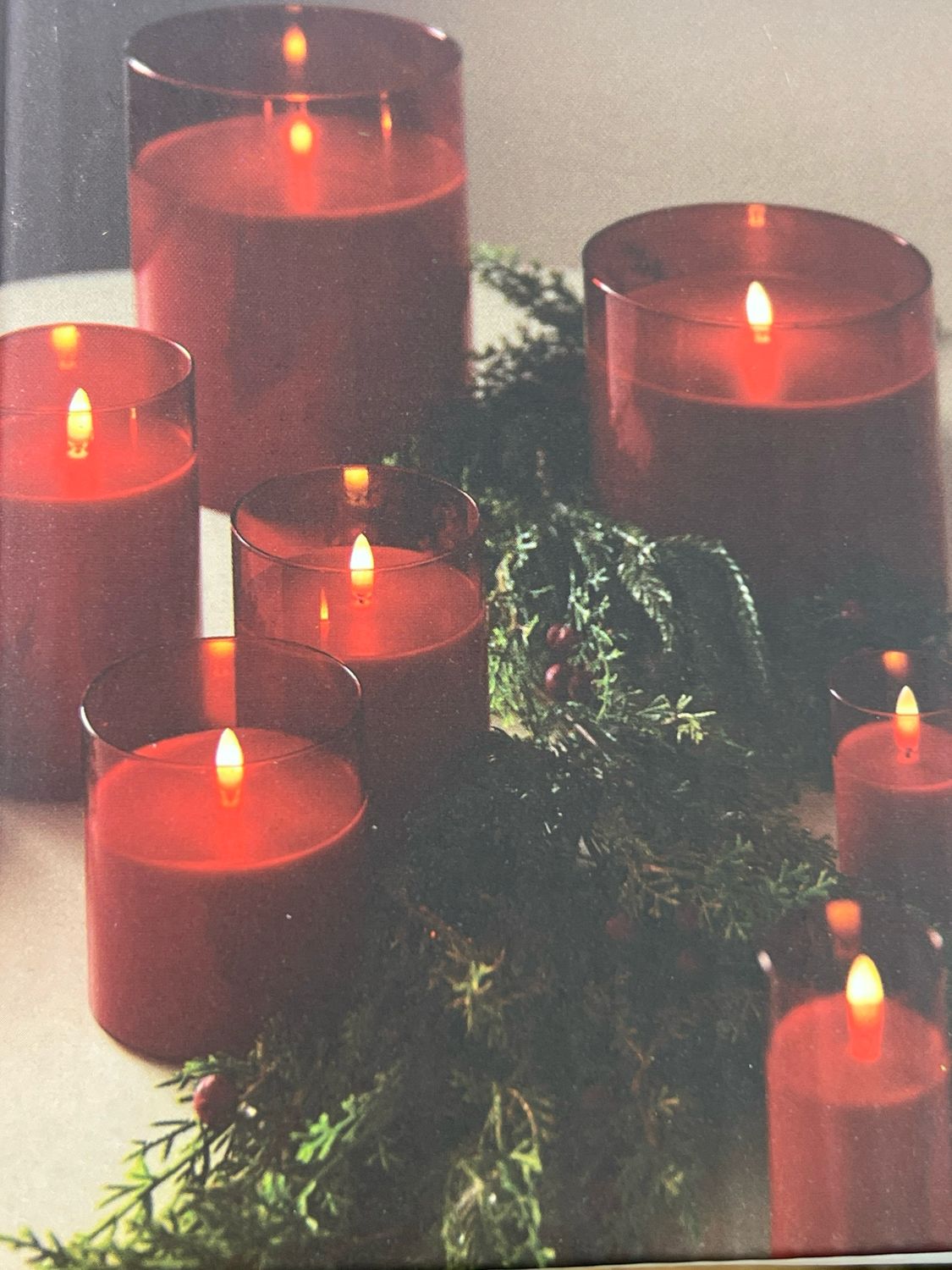 Red Glass Flameless Candles w/Remote