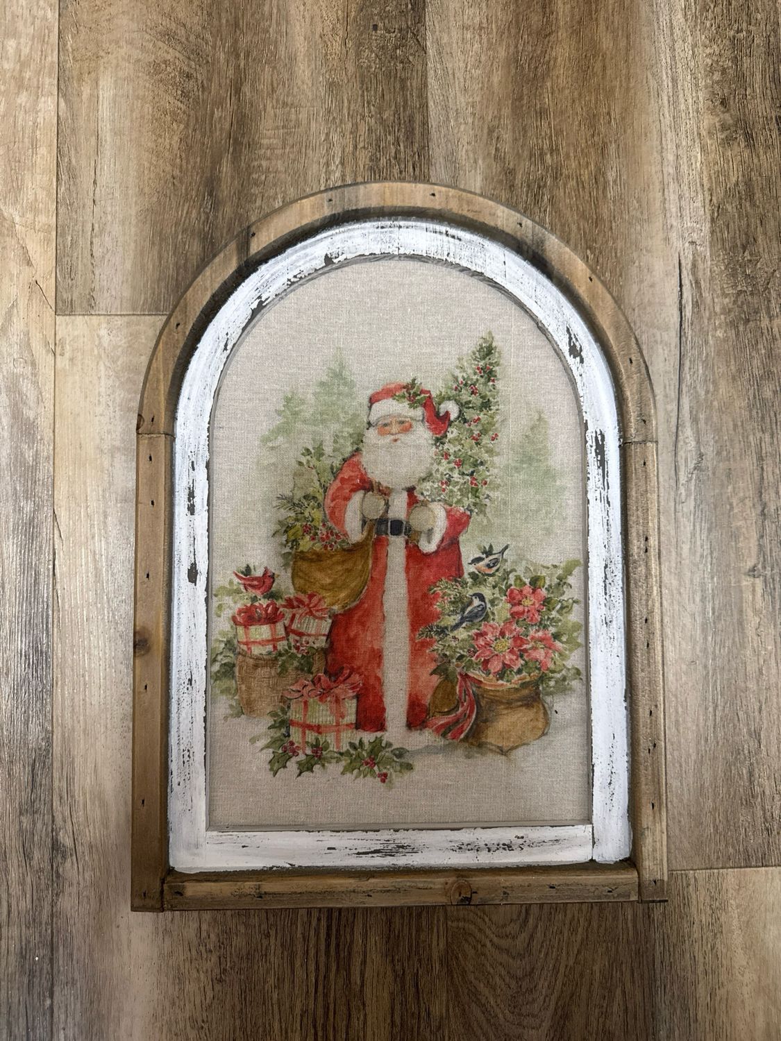 16-1/2&quot; Watercolor Santa Framed Wall Art