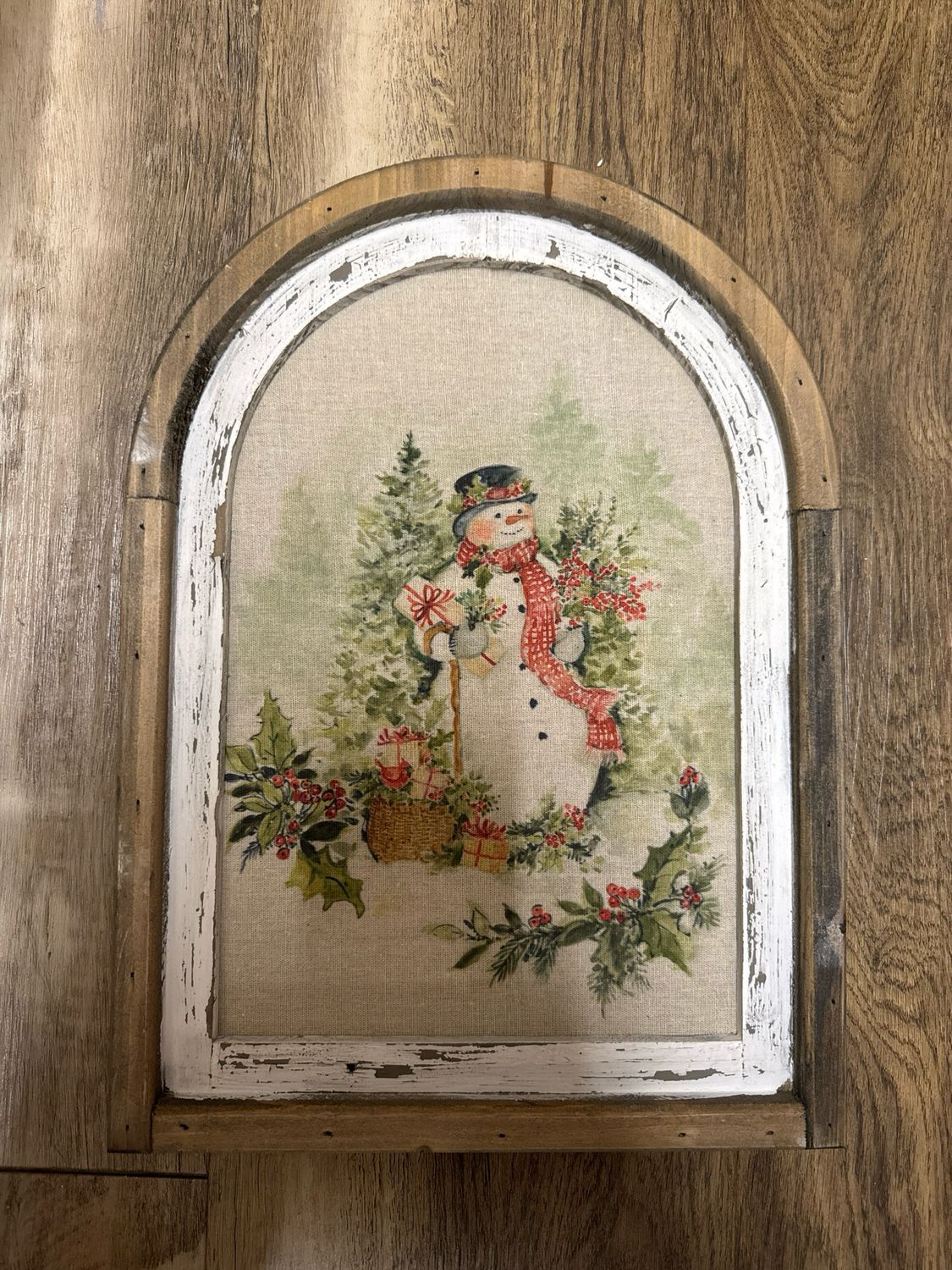 16-1/2&quot; Watercolor Snowman Framed Wall Art