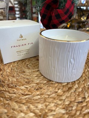 Thymes Frasier Fir Gilded Ceramic Candle