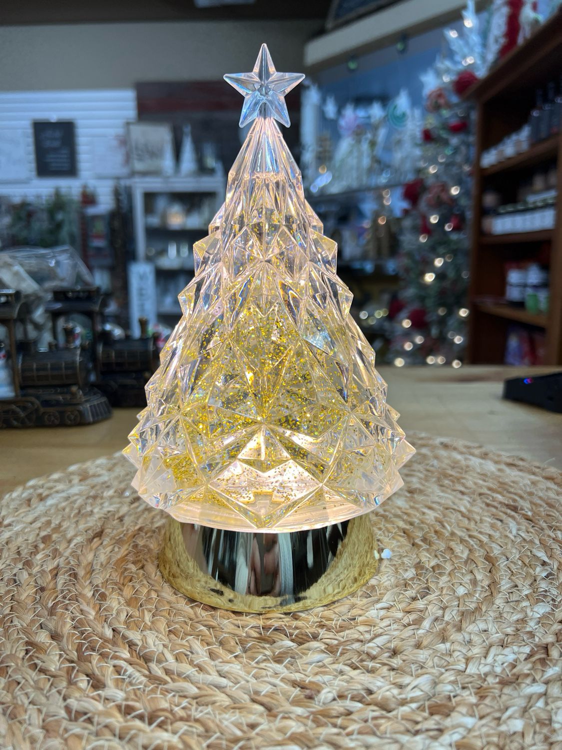 8-1/2&quot; Lighted Gold Swirling Tree