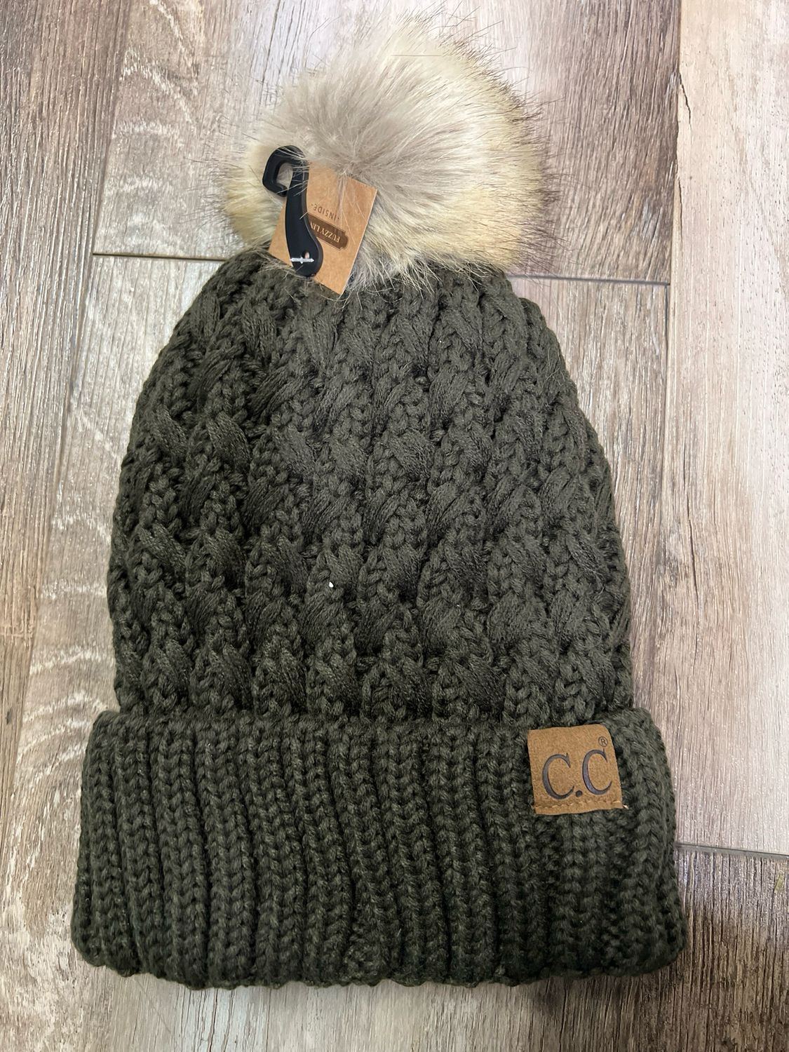 CC Lined Olive Pom Hat