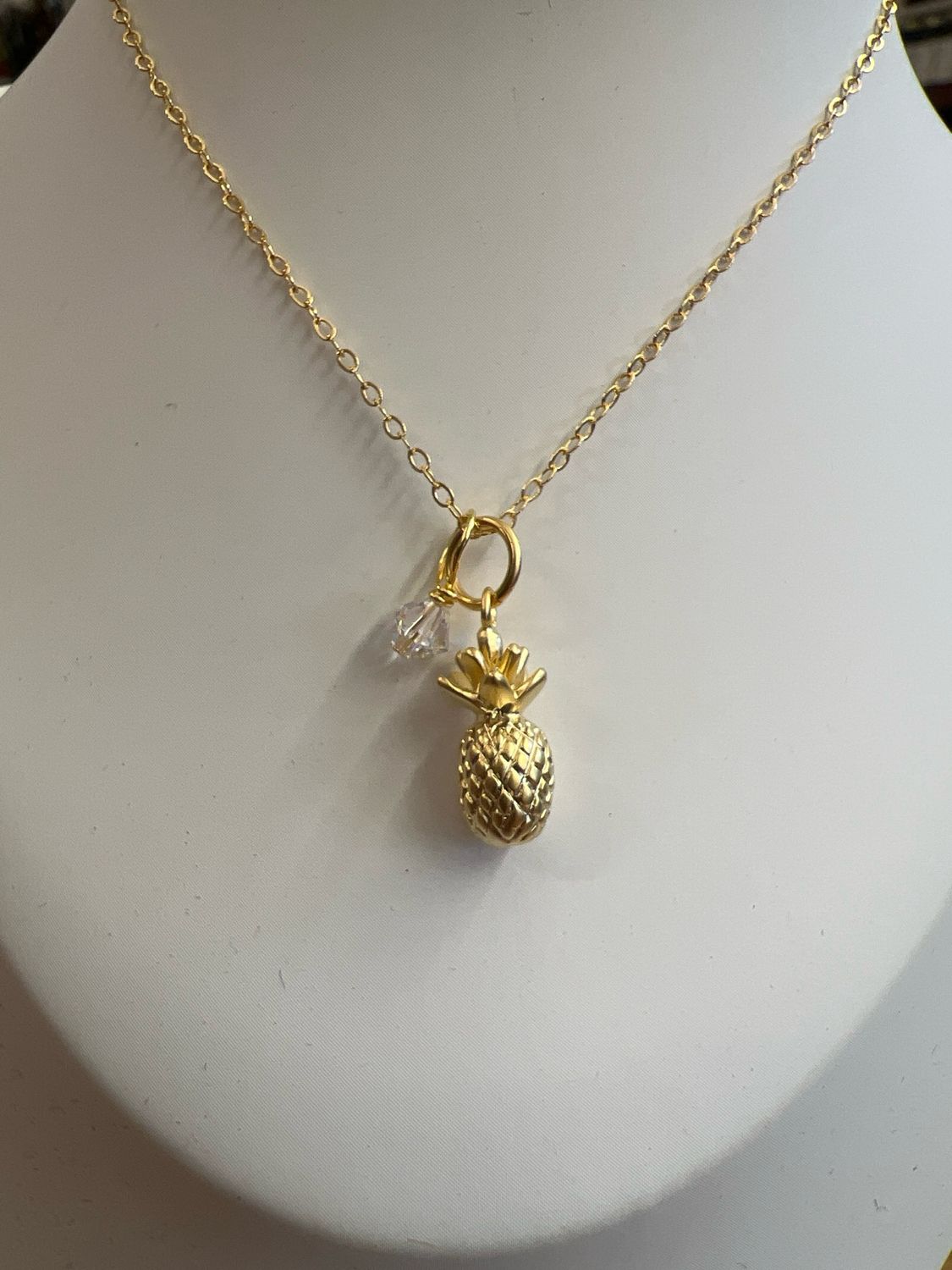 Gold Filled Matte Pineapple Necklace
