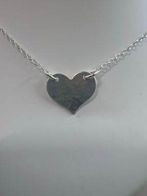 Sterling Silver Hammered Heart Necklace Sterling Silver Hammered Heart Necklace