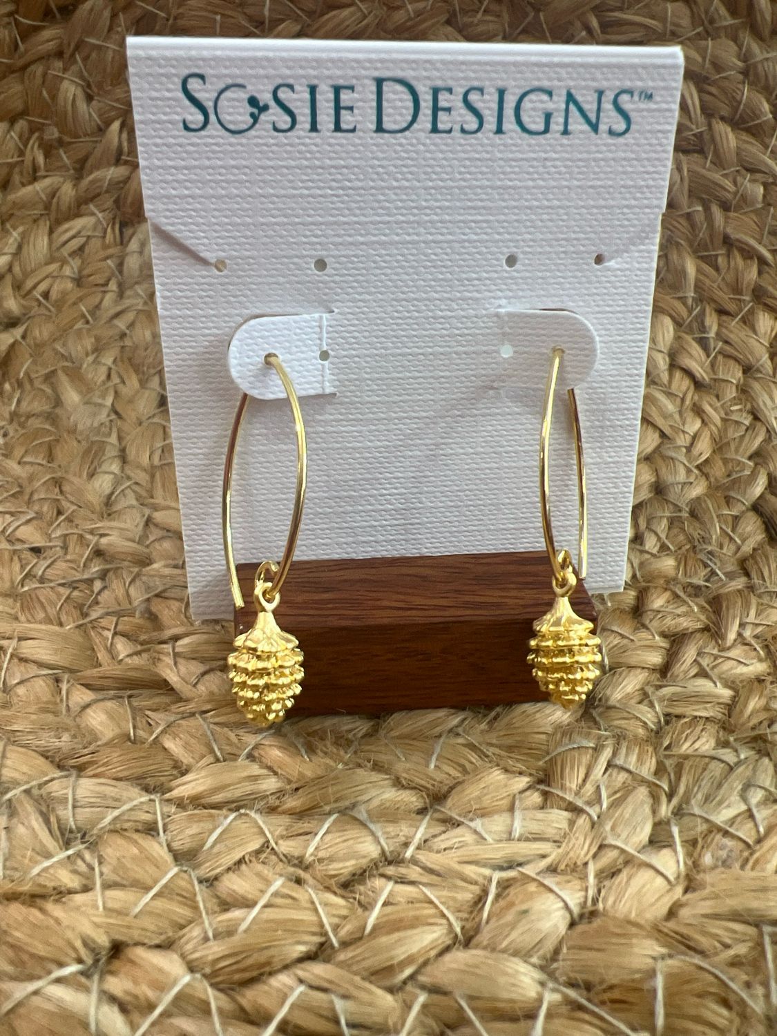 Gold Marquis Pine Cone Earrings