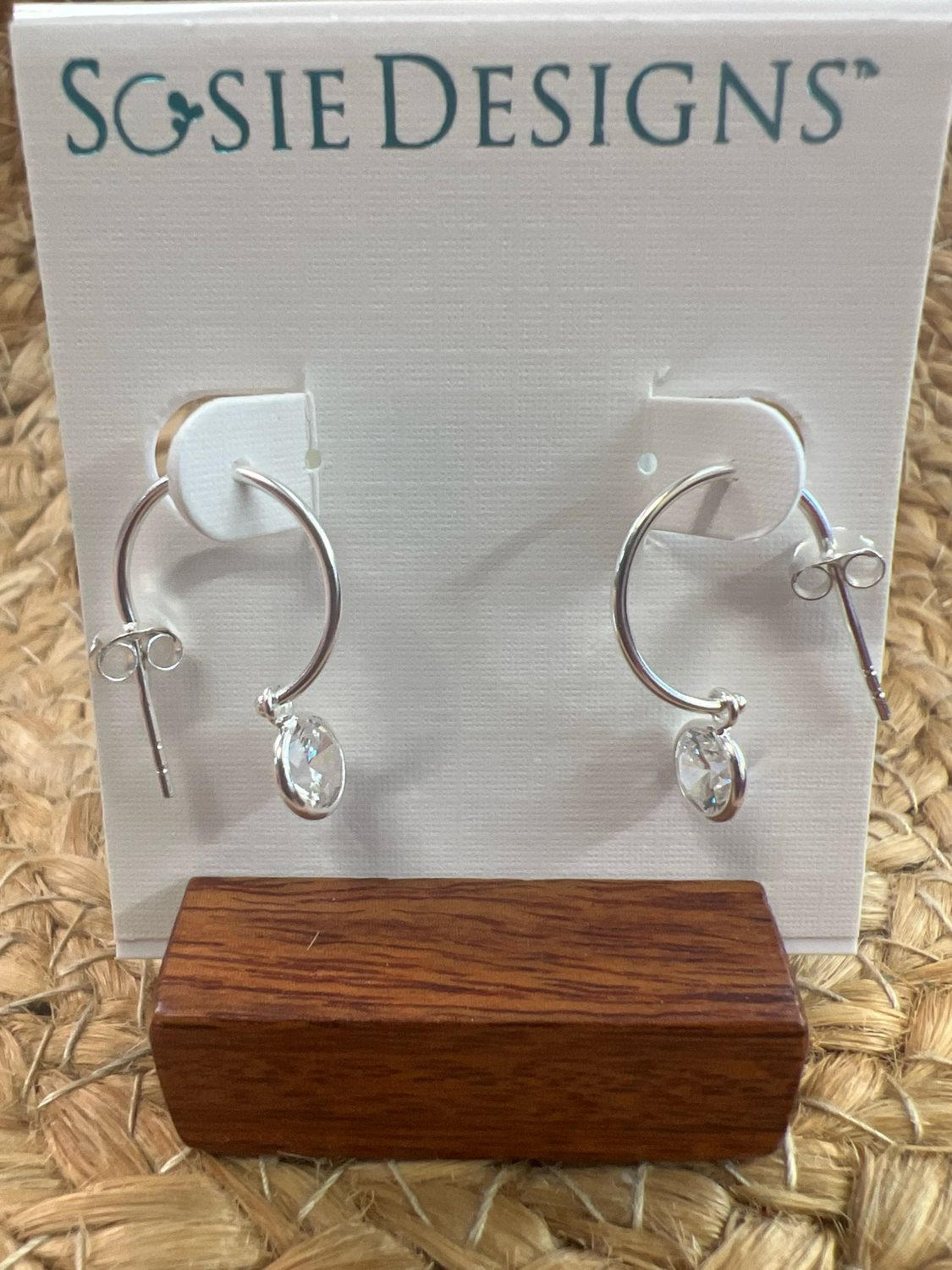 Sterling Hoops with Crystal Stud Earrings