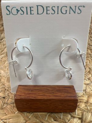 Sterling Hoops with Crystal Stud Earrings Sterling Hoops with Crystal Stud Earrings