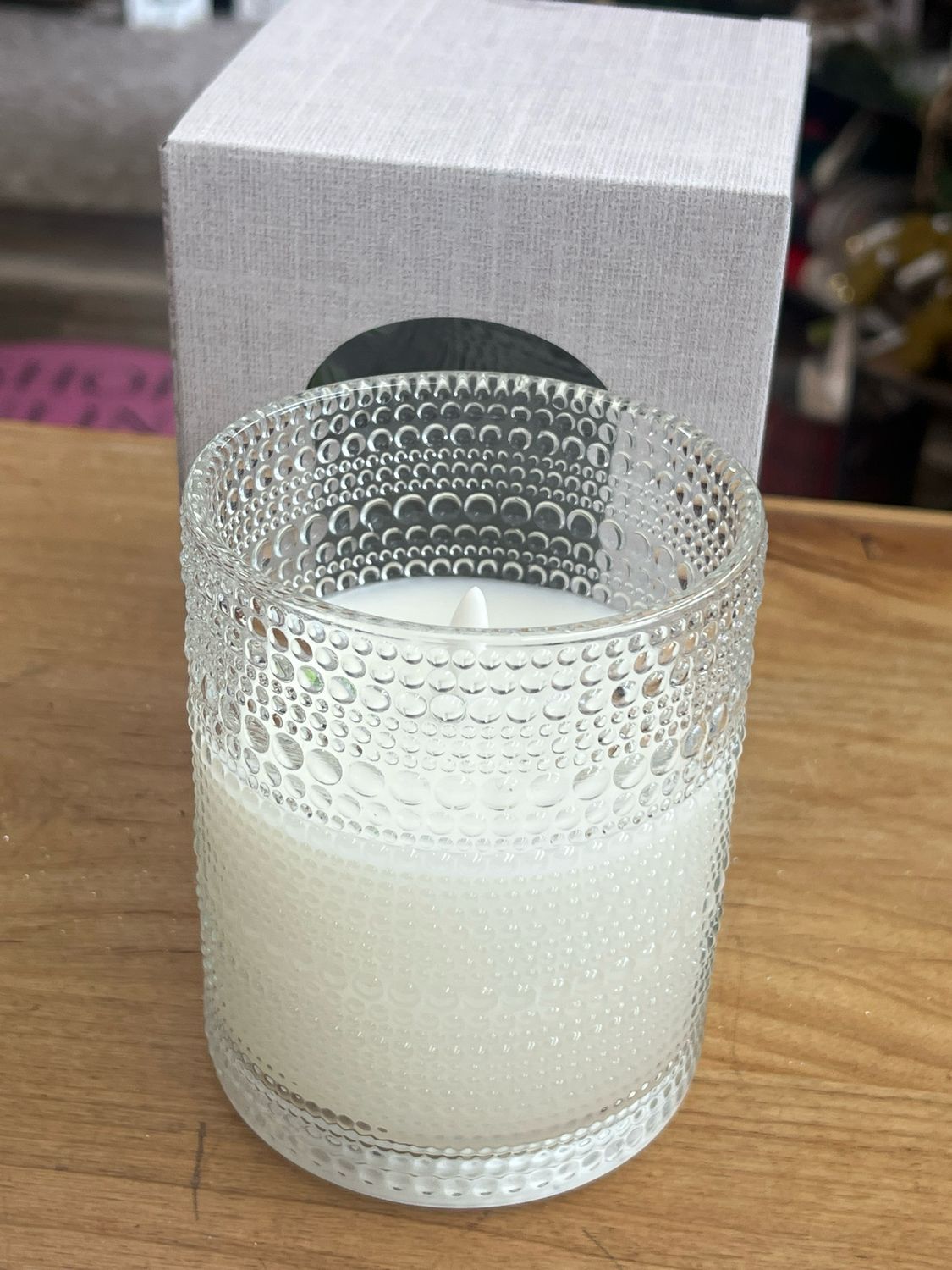 5&quot; Glass Hobnail Flameless Candle