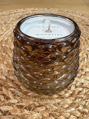 Illume Woodfire Pine Cone Glass Candle