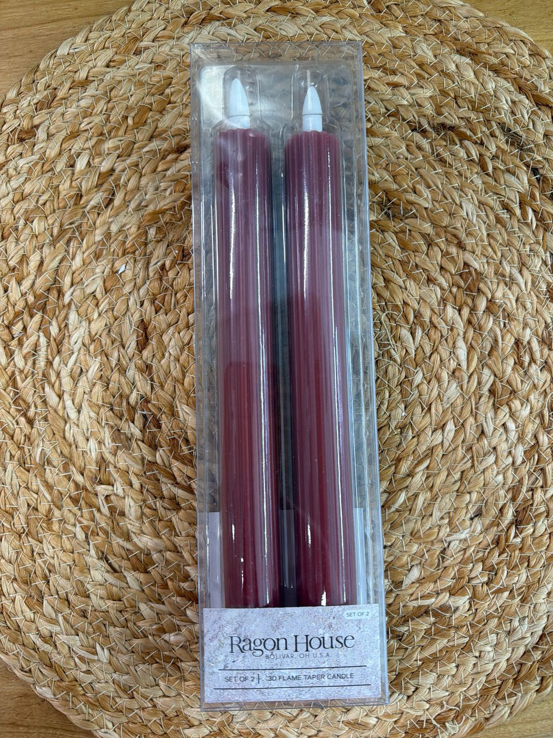 9.5&quot; Red Flameless Taper Candles