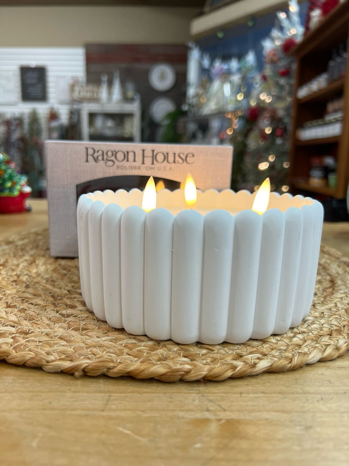 White Cement 3 Wick Flameless Candle White Cement 3 Wick Flameless Candle