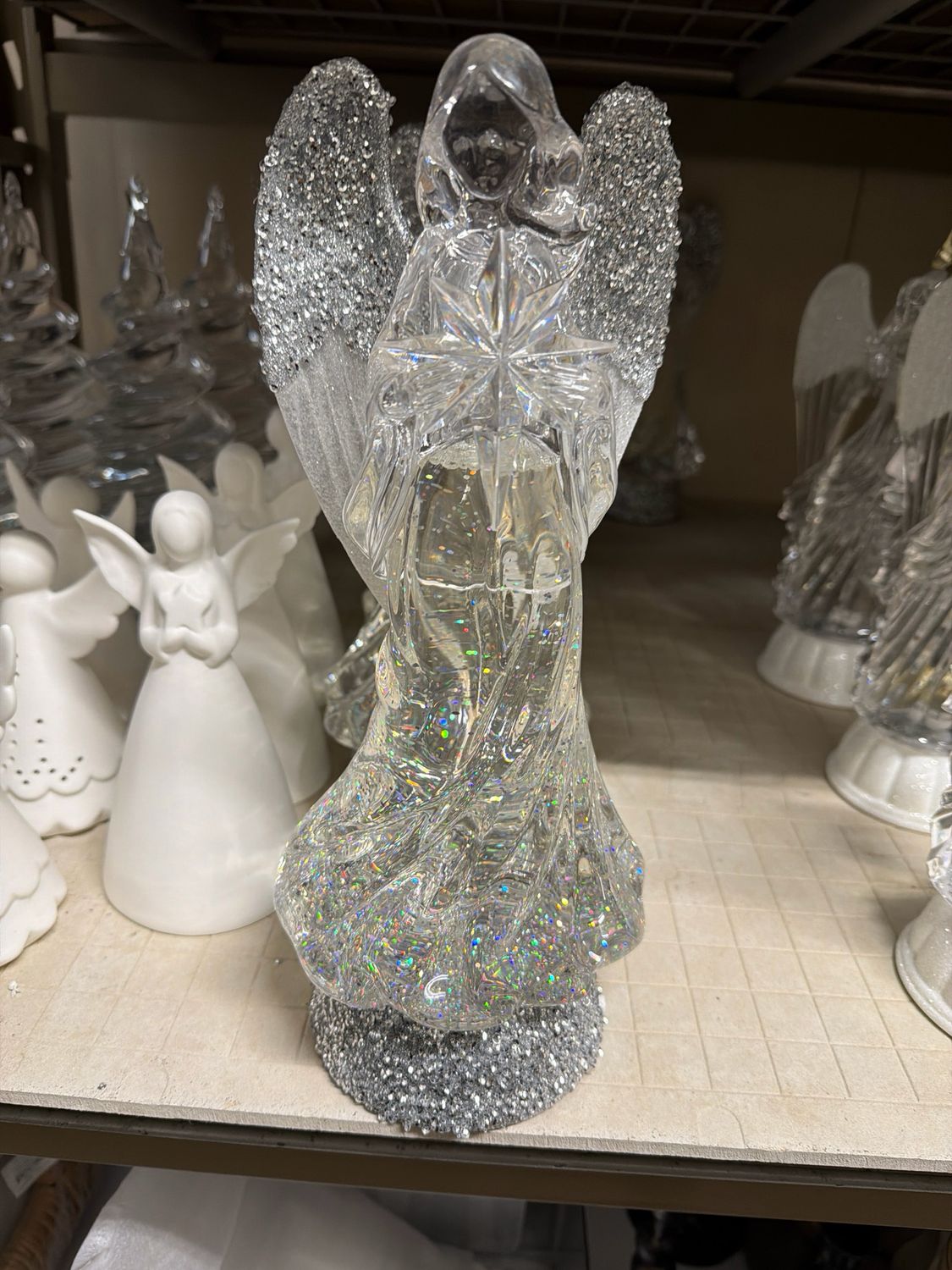 13" Silver Swirling Glitter Angel