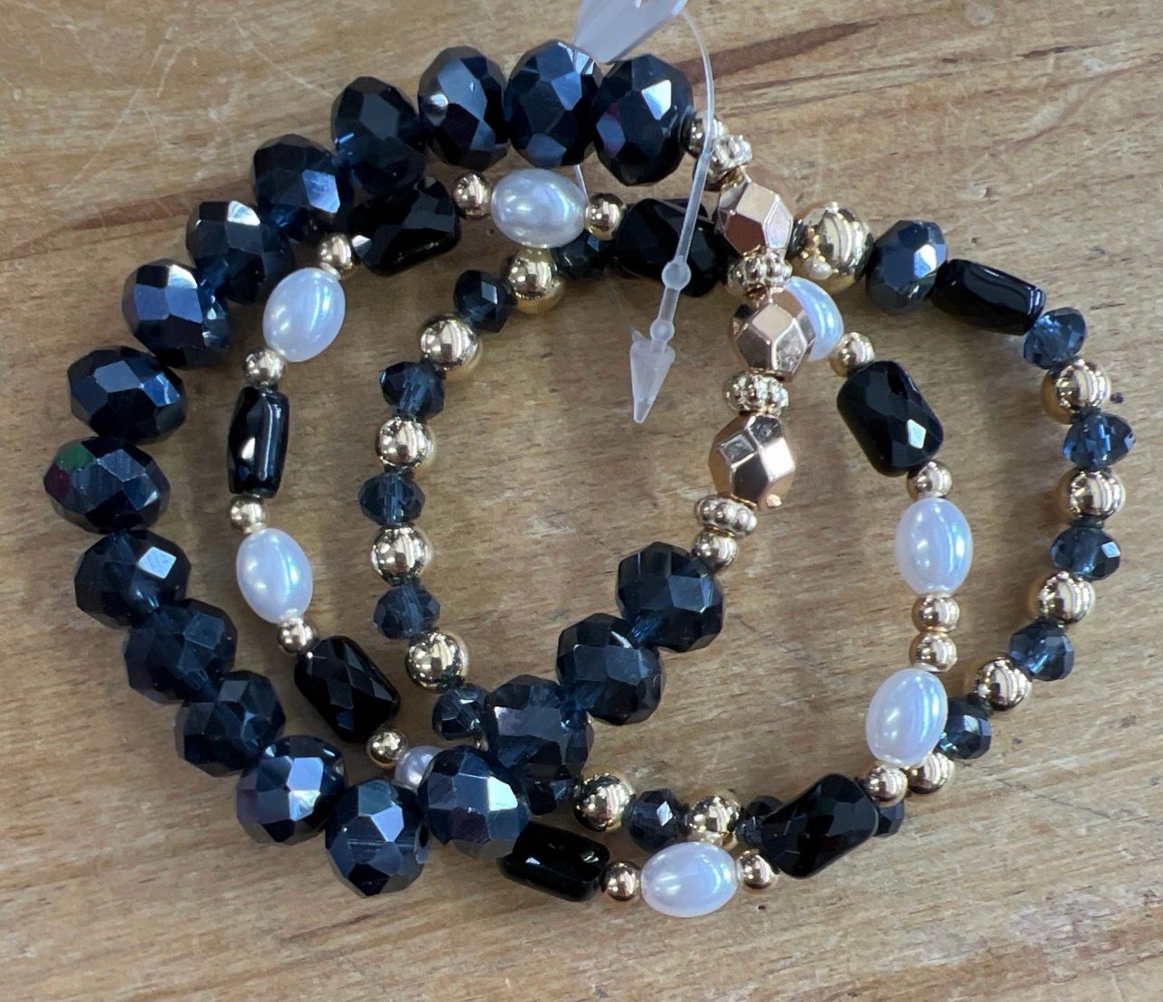 Set of 3 Gold Bead & Facet Bracelets Set of 3 Gold Bead & Facet Bracelets
