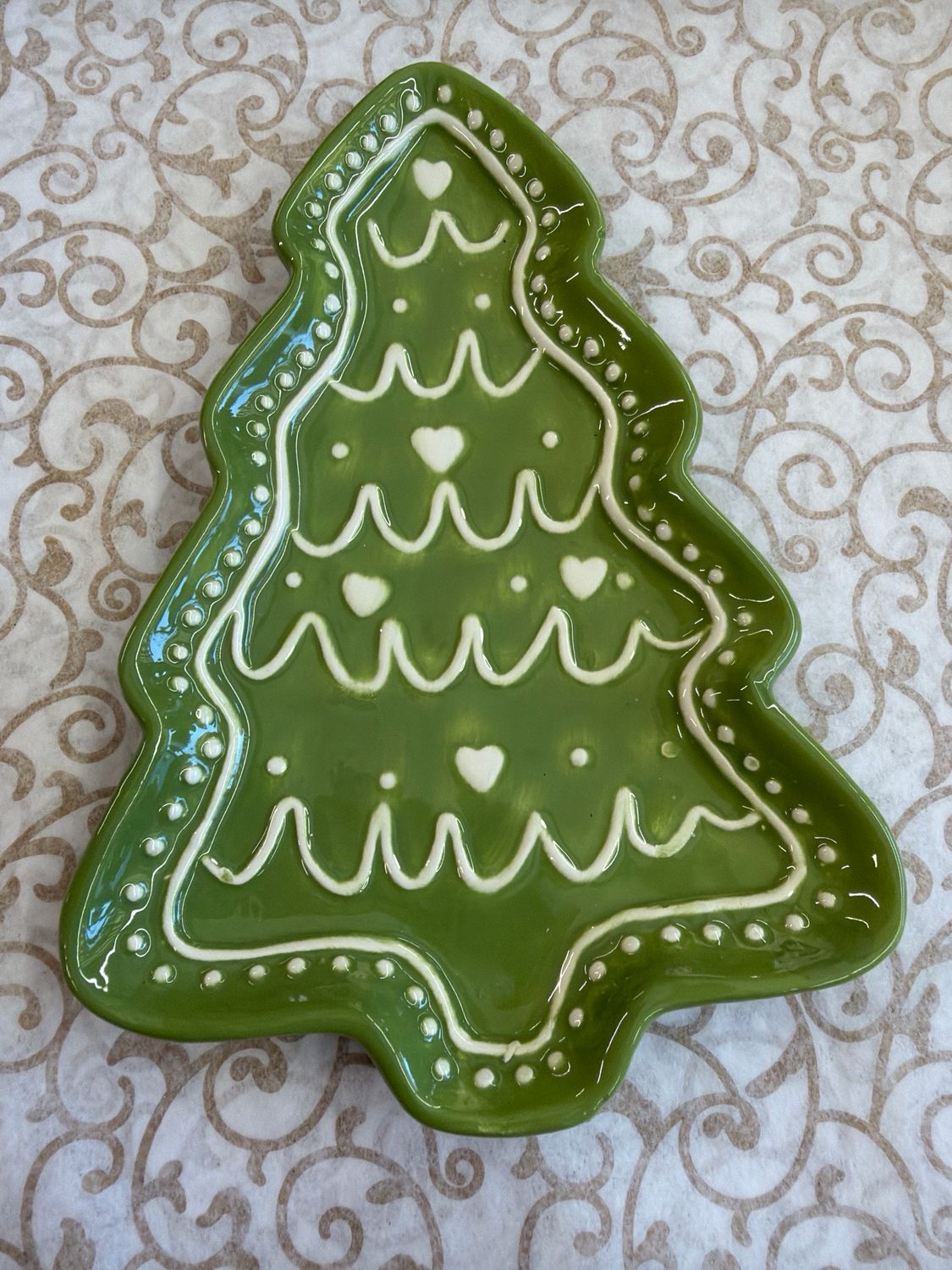 Shades of Green Embossed Tree Plate