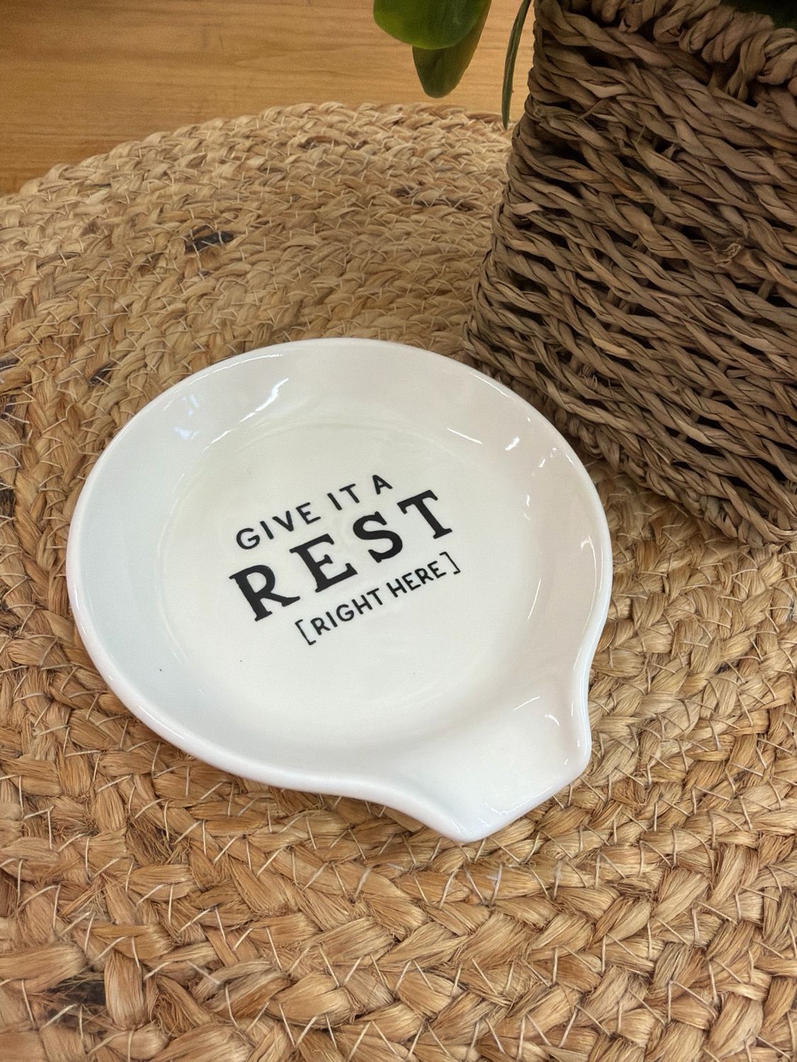 Stoneware Spoon Rest - Let It Rest