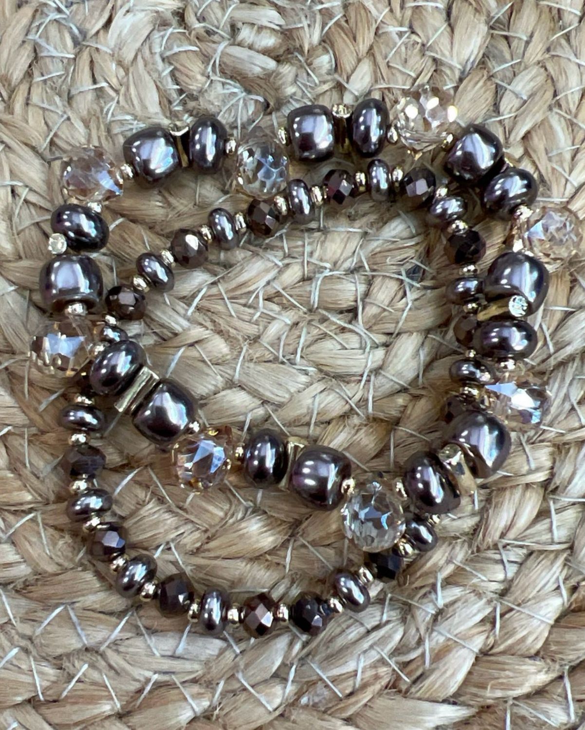 Polished Pearl Bracelet Set/2 Polished Pearl Bracelet Set/2