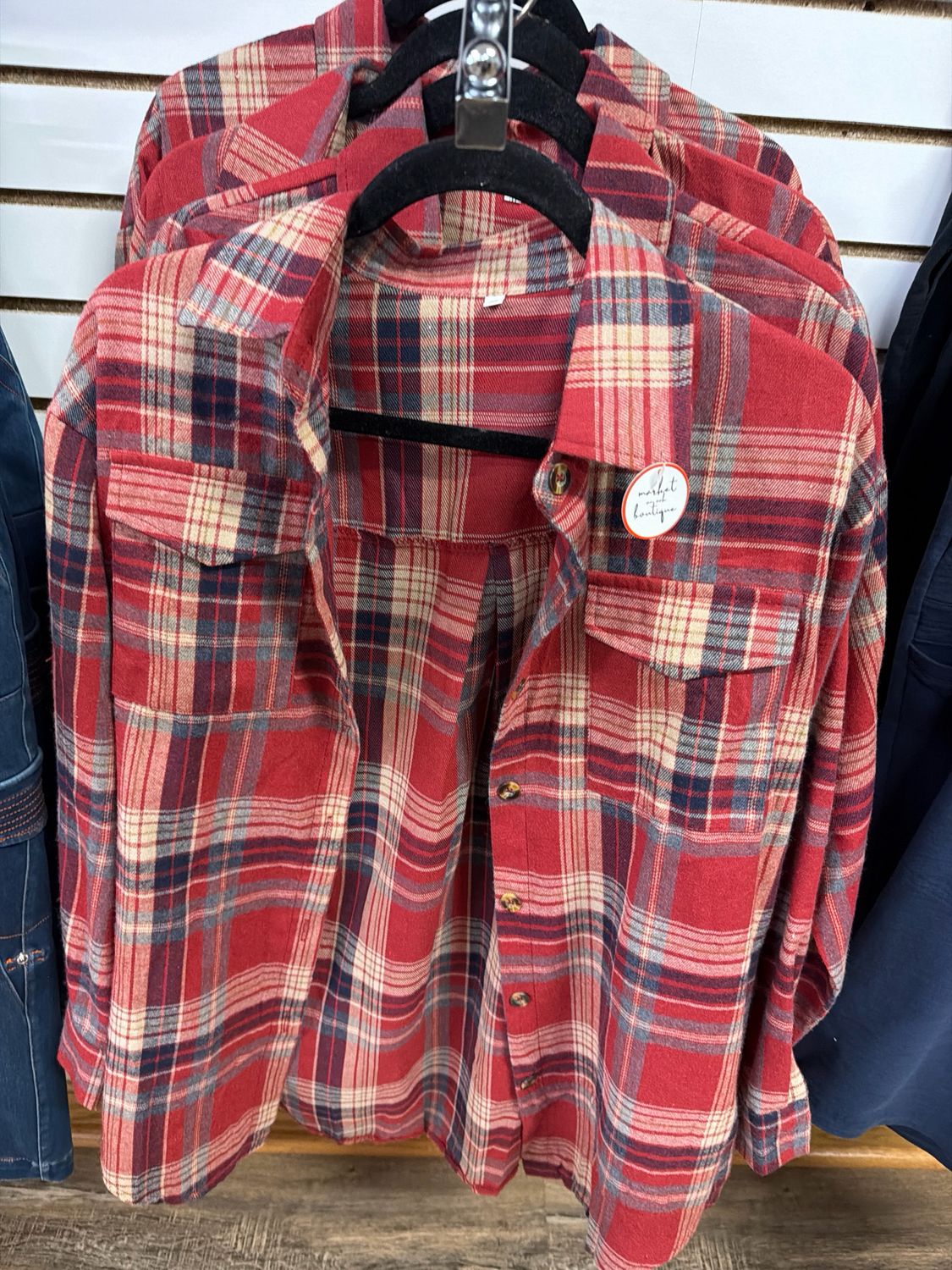 Red Plaid Wool Top