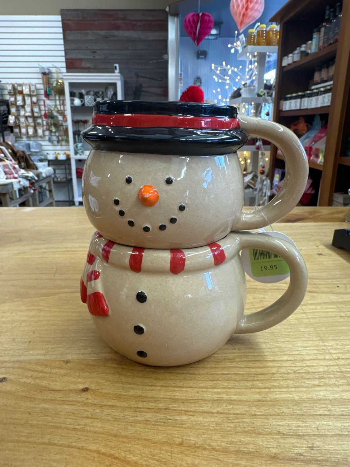 Stoneware Snowman Stacking Mug Set