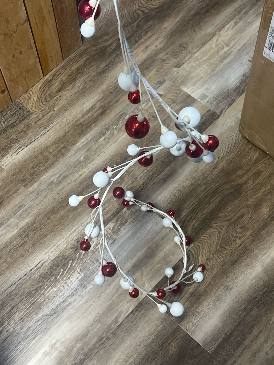 72" Red &amp; White Ball Garland